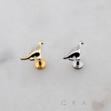 MULTI CZ BRONTOSAURUS DINOSAUR THREADLESS (PUSH IN) 316L SURGICAL STEEL LABRET SET